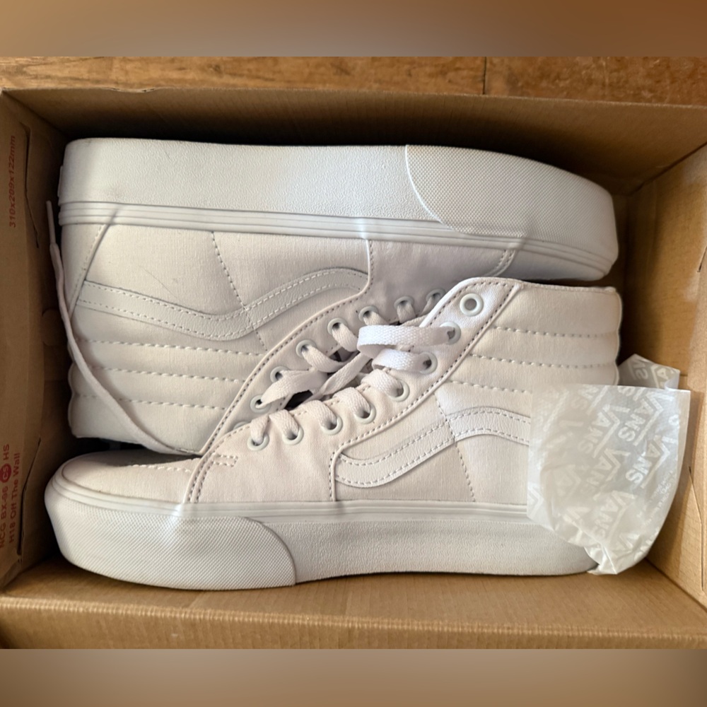 Vans White Sk8-Hi Platform Sneakers